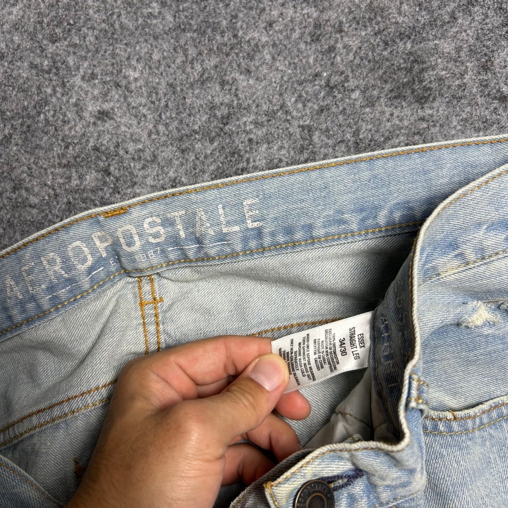 Aeropostale Essex Straight Leg Distressed Light Wash Jeans 36x30 Skater Y2K Mens - Picture 6 of 6